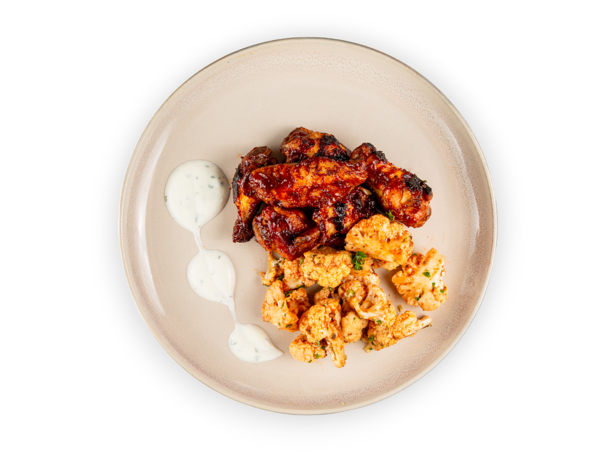 (Keto) Hickory BBQ Chicken Wings with Chili Lime Cauliflower