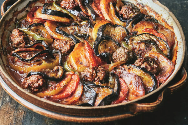 Libyan Eggplant and Kofta with Lebanese Rice