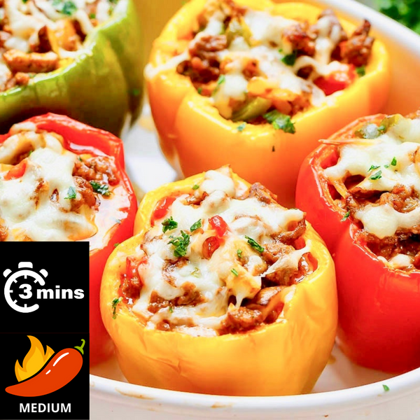 Stuffed Peppers with Garlic Bread