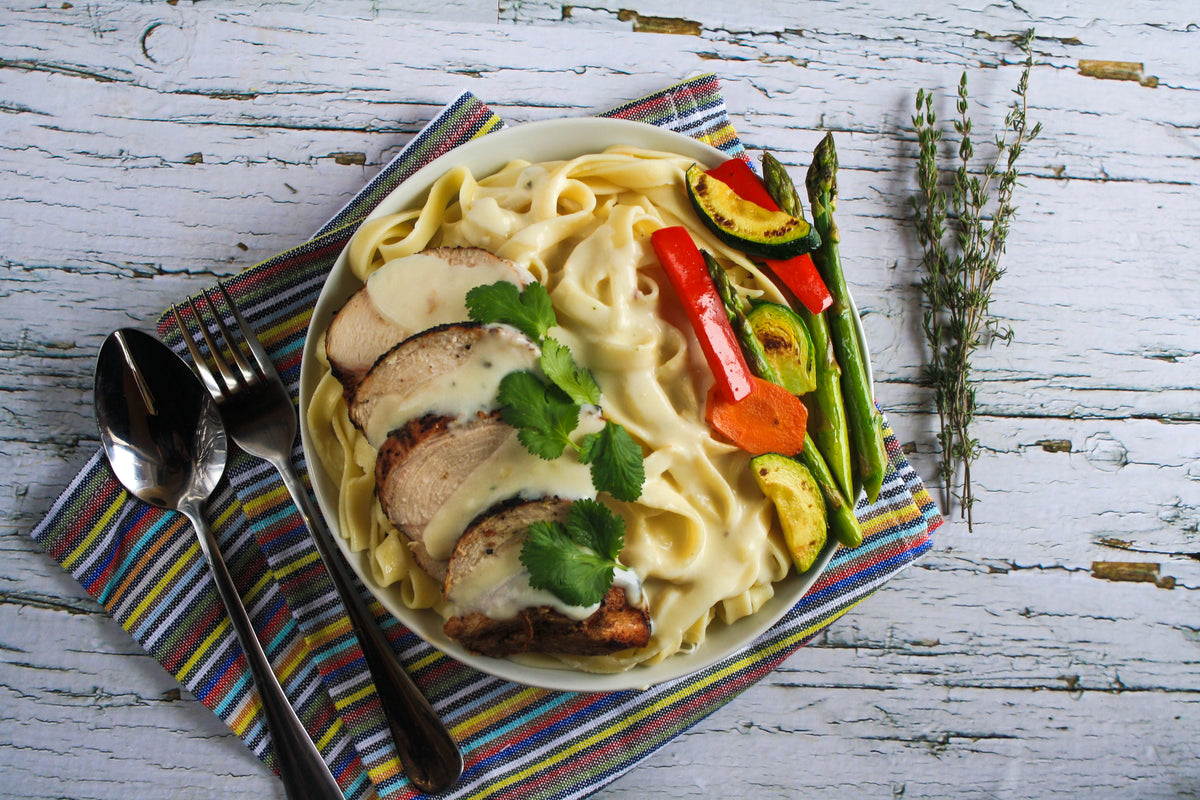 Grilled Chicken with Alfredo Pasta